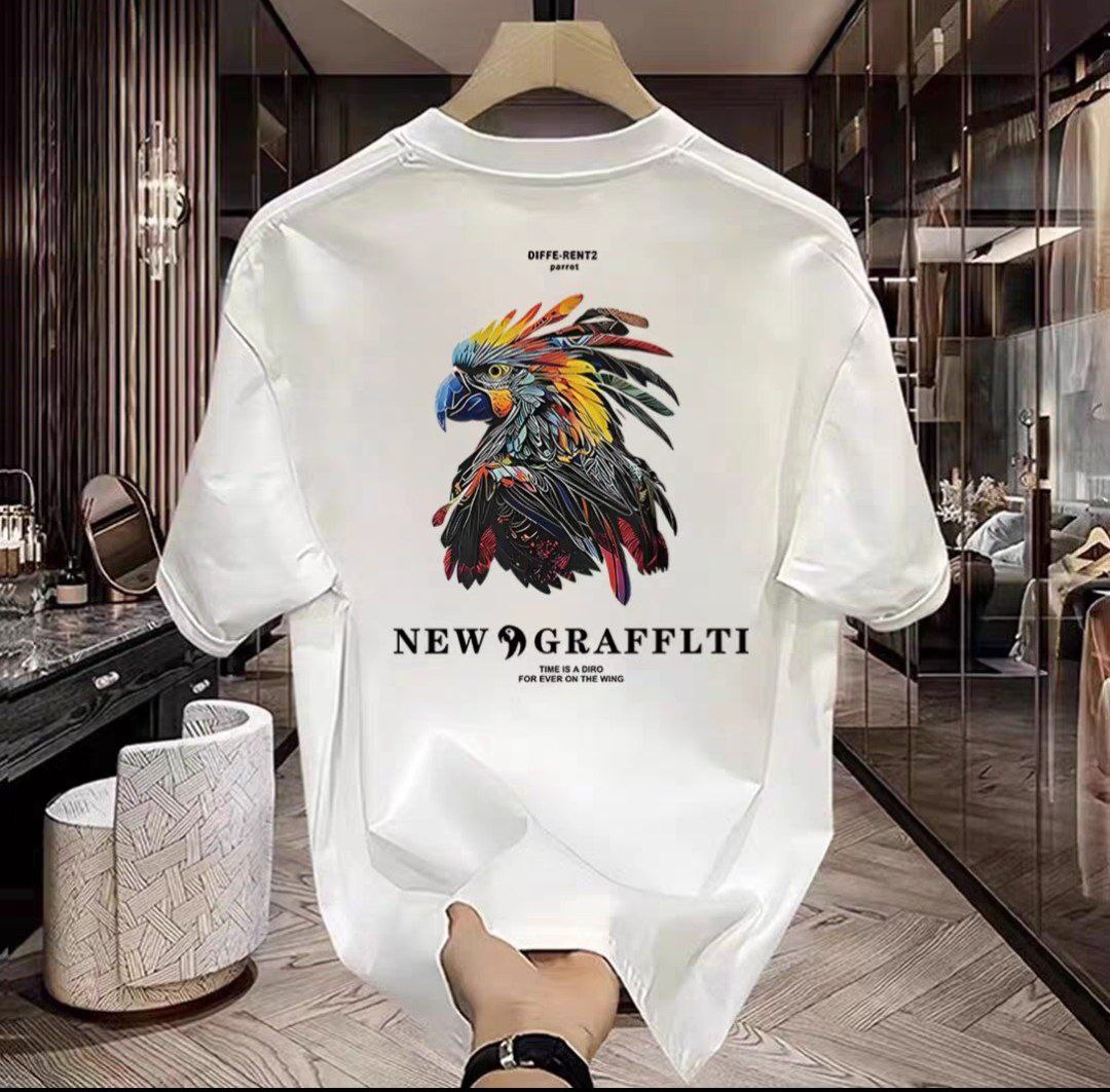 Erkaklar uchun orqa printli oversize futbolka